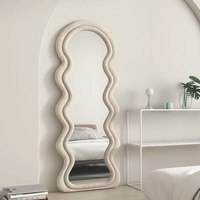 Miroir sur pied en velours Teddy, grand format, irrégulier, ondulé, pour décoration intérieure, vente en gros