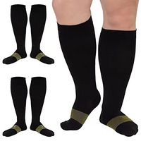 Chaussettes de compression grande taille en gros couleur unie genou haute bonne chaussettes élastiques chaussettes de sport