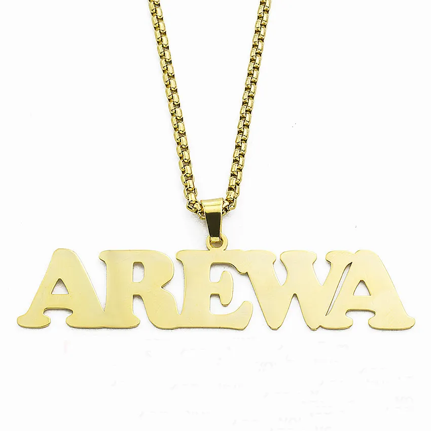 Stainless Steel Charm Personalized Name Necklace Punk Style Gold Chain Nameplate Collier Custom Gift