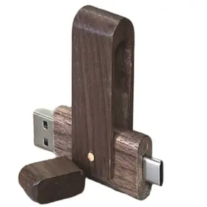 Custom LOGO Dual Port Wooden OTG TYPE C Phone USB3.1 Memory Flash Stick Pen Drive 32GB 64GB 128GB