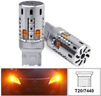 Offre Spéciale 7440 ampoule Led ambre sans erreur Canbus intégré résistance clignotant lumière Signal arrière frein arrêt ampoule DRL inversée