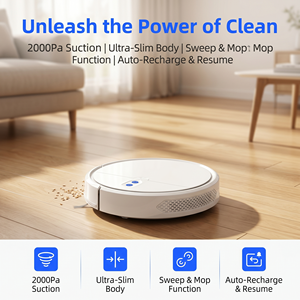หุ่นยนต์ดูดฝุ่นอัจฉริยะบางเฉียบพร้อมระบบชาร์จและต่อการทำงานอัตโนมัติ, หุ่นยนต์กวาดและถูพื้น 2-in-1 สำหรับพื้นบ้าน, ขนสัตว์เลี้ยง, ใช้ในบ้าน - Product Image 3