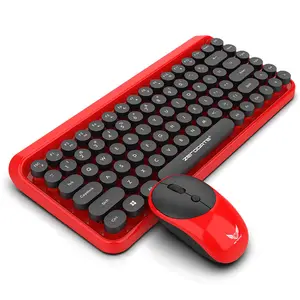 Retro kırmızı laptop klavyeler ile punk yuvarlak keycaps hp mac laptop için en iyi kablosuz klavye fare kombo harici 84 anahtar klavye