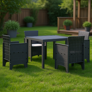 Set da Pranzo da Giardino in Polipropilene Antracite, 5 Pezzi, Resistente alle Intemperie, Design Contemporaneo - Product Image 2