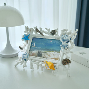 Marco de Fotos de Resina con Conchas Marinas Mediterráneas, 6 Pulgadas, Adorno Hecho a Mano para Mesa, Decoración de Boda - Product Image 1
