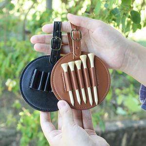 Outdoor PU Leather Golf Tee Holder <b>Bag</b> 5pcs Golf Tees Storage Case with Adjustable Strap Round Golf Tees Holder - Product Image 1