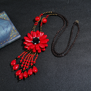 Bohemian Luxe Strand Bikini Ketting Turquoise Ketting Overdreven Bloem Sieraden Waterdichte Wax Koord Handgemaakte Hanger Voor Cadeau - Product Image 5