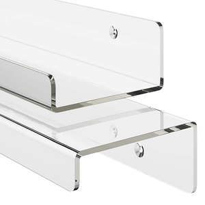 Juego de 2 Estantes Flotantes Acrílicos Transparentes de 24 Pulgadas, 5 mm de Grosor, <span class=keywords><strong>para</strong></span> Exhibición de Discos de Vinilo LP - Product Image 1