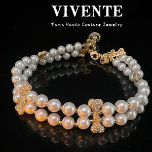 Ensemble collier et boucles <span class=keywords><strong>d</strong></span>'oreilles vintage double couche en os, version haut de gamme, plaqué cuivre or véritable pour Pearl Girl Saturn - Product Image 2