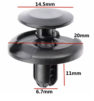 Clips de fixation noirs en plastique à pousser pour voiture, attaches de garniture de carrosserie automobile, tête de 20 mm, tige de 11 mm, pointe de 6,7 mm, clips rivets pour panneaux de véhicule