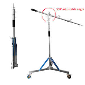 Soporte de Luz Profesional Plegable de Acero Inoxidable de 3.3M, Resistente, Tipo Cantilever, con Ruedas - Product Image 1