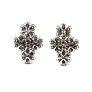 Bijoux de haute qualité, fabriqués en Chine, en or blanc massif 18 carats, avec un cluster de diamants véritables, élégants, pour mariage, fête, anniversaire - Product Image 3