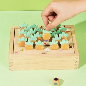 Carrot Memory Chess Matching 3 in 1 Multifunctional Montessori Wooden Color Sorting Stacking Toys - Product Image 3