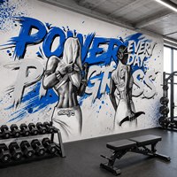 Papier peint mural personnalisé imperméable pour salle de sport, motif femme culturiste, éclaboussures de peinture bleue, pour salle de sport commerciale
