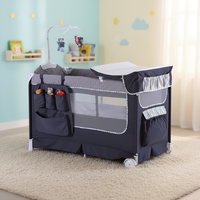 Lit de voyage pour bébé en fer avec table à langer et barre à jouets, idéal pour hôtel, chambre ou salon – Offre spéciale