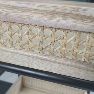 Metalen Opbergrek Trolley Met Katrol Met Natuurlijke Rotan Mand Office Document Sorteren Rack - Product Image 4