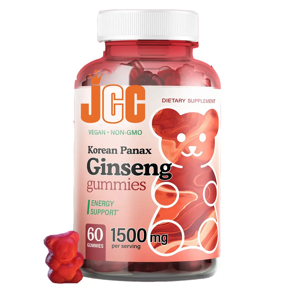 Private Label Ginseng Gummies Vitamine C En Zink Voor Volwassenen Stimuleren De Energie En Ondersteunen Gummies Voor De Gezondheid Van De Hersenen En Het Immuunsysteem