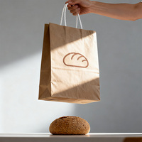 Sacs en papier kraft recyclables, adaptés aux aliments, avec poignées en corde de coton, logo personnalisé, emballage écologique pour les courses et les cadeaux