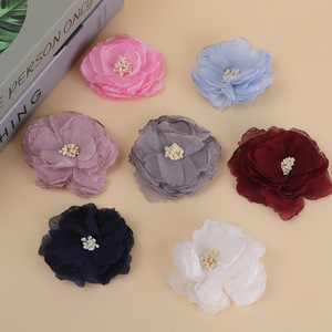 Flor de Chifón de 7 cm, Camelia, Accesorios DIY para Decoración de Cabello, Zapatos, Sombreros y Ropa - Product Image 1