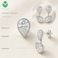 Boucles d'oreilles classiques Betterstar en or blanc 14 carats, 1 carat D VS1, taille poire, certifiées IGI, pour femmes