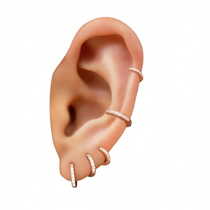 Pendientes de aro para cartílago de la oreja chapados en oro rosa con circonita cúbica, diseño geométrico para uso diario, joyería de moda unisex - Product Image 1