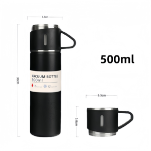 ชุดขวดเก็บความร้อนสุญญากาศสองชั้น 500 มล. พร้อมแก้ว <span class=keywords><strong>2</strong></span> ใบ ผลิตจากสแตนเลส รับผลิตแบบ OEM ODM - Product Image 5