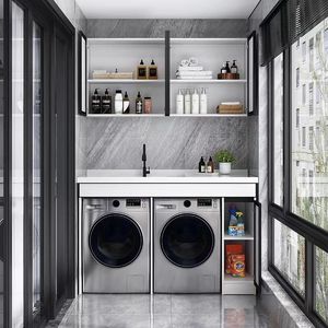 Ensemble de lavabo intégré en aluminium pour machine à laver, évier de balcon domestique, lavabo pour se laver les mains - Product Image 4