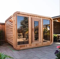 Kit de sauna extérieur préfabriqué en épicéa au design moderne 2024 avec véranda, poêle électrique en bois massif et panneau de commande informatisé