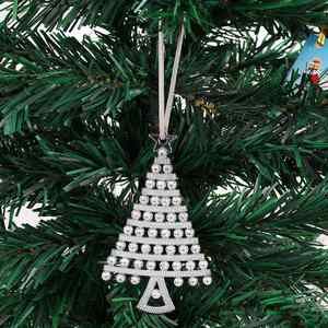 Pendentif en métal en forme de sapin de Noël avec incrustation de strass, ornement suspendu en alliage de zinc, modèle 2022100301 CN ZHE - Product Image 2