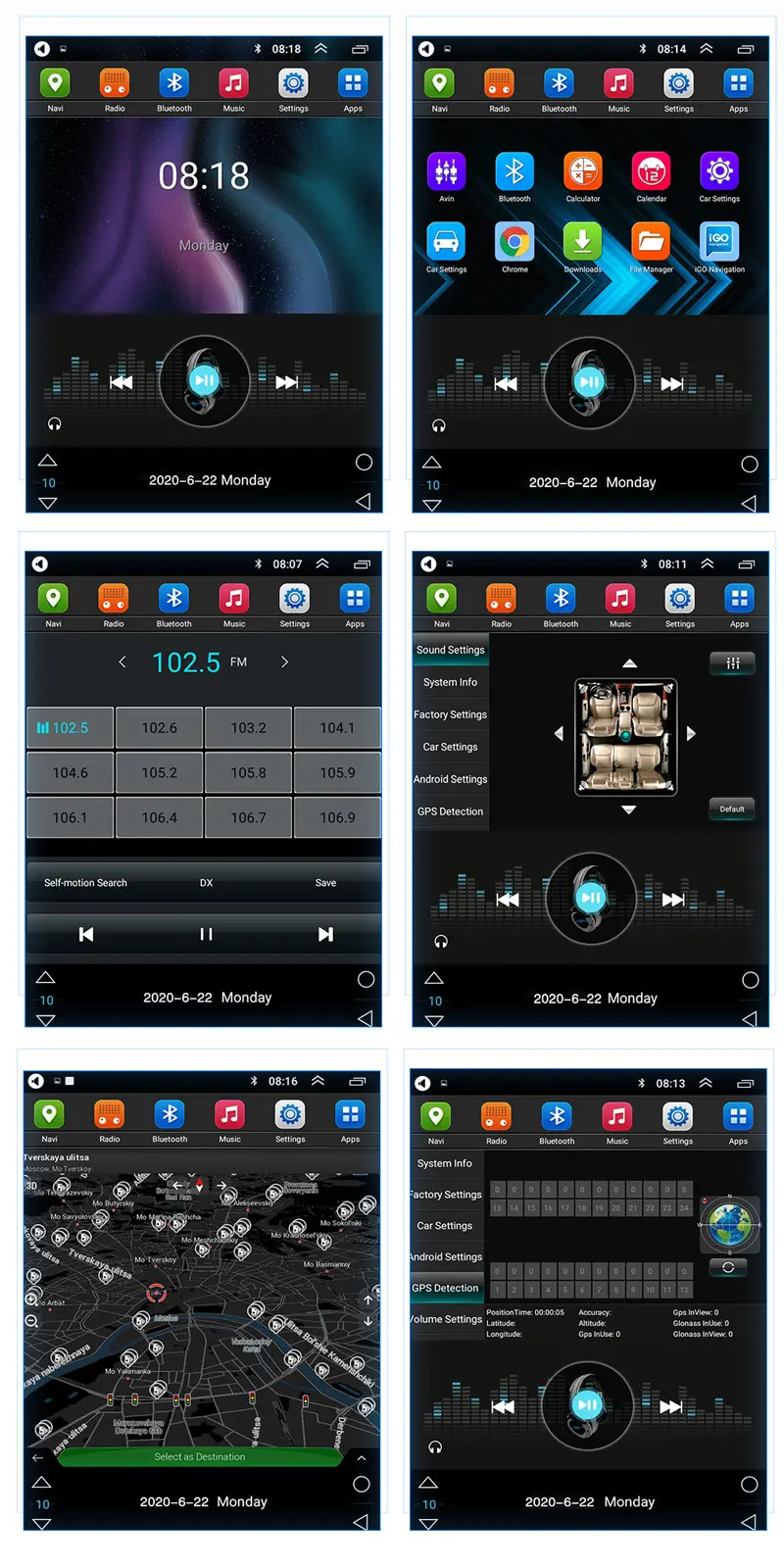 9,7 дюймов Автомобильный Android дисплей Android 12 Автомобильный игровой Универсальный сенсорный экран 2 Din Автомобильный радиоплеер WIFI Gps