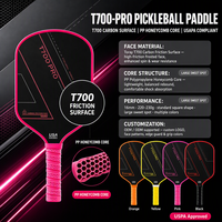 Raquette de pickleball professionnelle 2026 en fibre de carbone nid d'abeille bicolore T700, personnalisable, haute qualité, portable, approuvée USAPA
