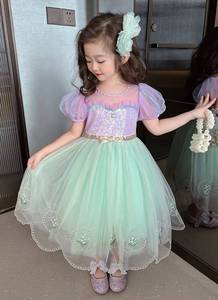Robe de princesse en tulle et maille pour fille, manches courtes, collection été 2026, pour tout-petits, maternelle, fête d'anniversaire, spectacle sur scène - Product Image 6