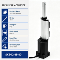 Mini-Actionneur Linéaire Tubulaire Vertical Économique à Verrouillage Automatique 65mm 12V 24V avec Boîtier Électrique IP54 3000 pour Vélo Électrique et Ventilateur