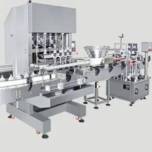 Automatic Plastic Flat Round Bottle Cosmetic Filling Capping Labeling Machines Beverage Production Line