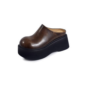 Chaussures d'extérieur à bout rond et semelles plates, couleur unie, en cuir véritable, style rétro confortable - Product Image 2