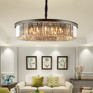 Lustre en cristal rétro classique américain, noir, fumé, <span class=keywords><strong>gris</strong></span>, lampe en cristal pour salle à manger, chambre à coucher, lampe suspendue au plafond - Product Image 2