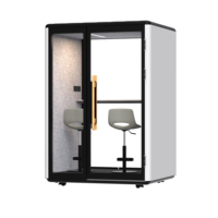 Cabine de bureau insonorisée pour 2 personnes, cabine acoustique, structure en alliage d'aluminium, éclairage LED, verre trempé de 6 mm - Poste de travail privé portable