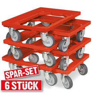 ลูกกลิ้งขนส่ง6ชิ้นสีแดงสำหรับกล่องตะกร้ากล่อง600x400มม. ล้อจัดการวัสดุ - Product Image 3