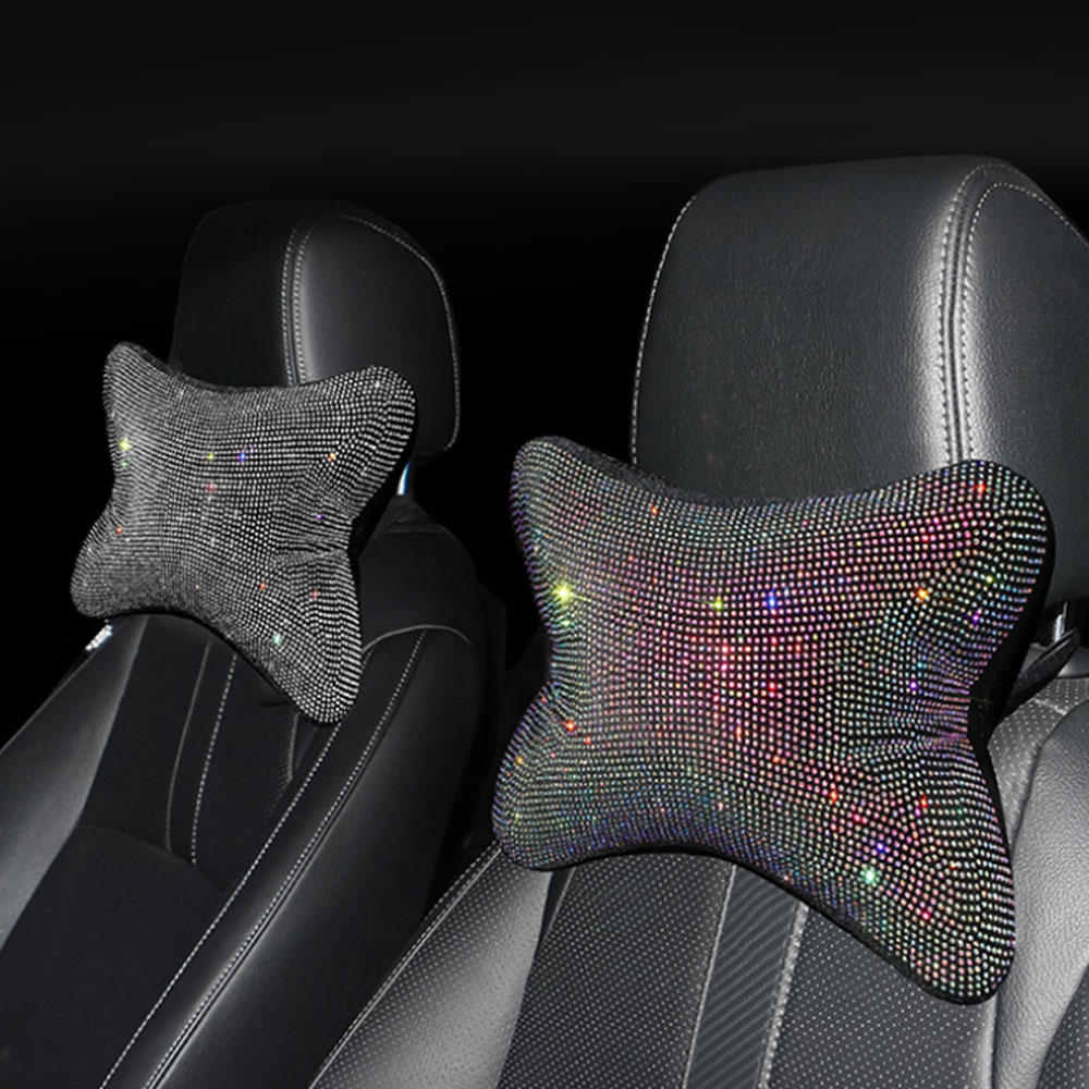 Car Neck Pillow 3D Memory Foam Cushion Washable Head Support Leather Car Seat Pillows Back Cushion For Office Chair - Black