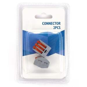 Blocco di terminali trasparente e arancione, 2 pezzi/blister, ideale per connessioni elettriche e progetti di elettronica. - Product Image 1