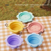 Vente en gros de bols à eau pliables en silicone gel pour animaux de compagnie, design mignon multicolore, motif floral, portable pour l'extérieur, tasse de voyage pour chien et chat