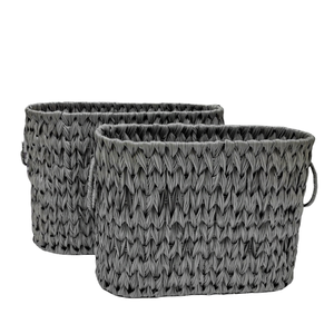 Panier ovale en jacinthe d'eau avec couvercle, panier en jacinthe d'eau naturel, panier de rangement fait à la main, vente en gros, écologique, fabriqué au Vietnam - Product Image 1