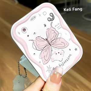 Sisir cermin kecil kupu-kupu lucu, sisir cermin lipat portabel 2 dalam 1 cermin rias wanita - Product Image 3