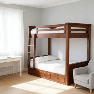 Modern White Storage Safety Fence Sleeping Wooden <b>Toddler</b> Bed Kids Bunk Beds dormitory wooden bunk bed - Product Image 3