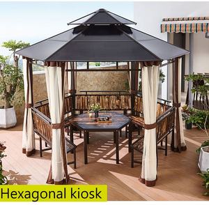 Ağır açık çift çatı gazebo güneş gölge gölgelik masa ile perdeler ile Modern Hardtop Gazebo ile üzüm kafes - Product Image 6