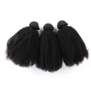 Kualitas Terbaik Keriting Keriting Afro 4a 4b 4c Mesin Ganda Rambut Tenun Mongolia Virgin Kutikula Selaras Rambut Manusia Tidak Diproses