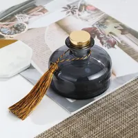 Bouteille diffuseur de parfum en verre rond noir GLOSS vide, gris, 2oz, 4oz, 7oz, avec bouchon en caoutchouc, personnalisable