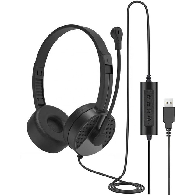 USB-A C Wired Telephone Headset Cheap Noise Cancelling Call Center Headphones with Mic for Office Computer U16A
