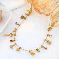 Collier Pendentif FY Fashion Jewelry Élégant en Acier Inoxydable Personnalisable avec Breloques Cœur, Croix, Étoile de Mer, Nœud Papillon, Trèfle et Fleur