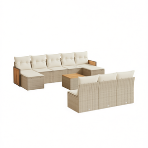 Beige Garden <b>Sofa</b> <b>Set</b> With Cushions Outdoor Furniture Contemporary Style UV Resistant PE Rattan Waterproof - Product Image 1